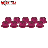 Hobby Details Flange Nylon Lock Nut M4 Regular CW Rose Red (10)