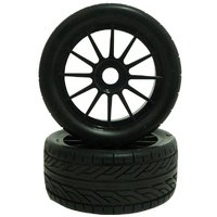 Team C Wheels+Tyres Buggy (Road)(Pr)(Black)1/8