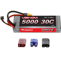 Venom 30C 2S 5000mah 7.4V HC LiPo Battery ROAR With Universal Plug